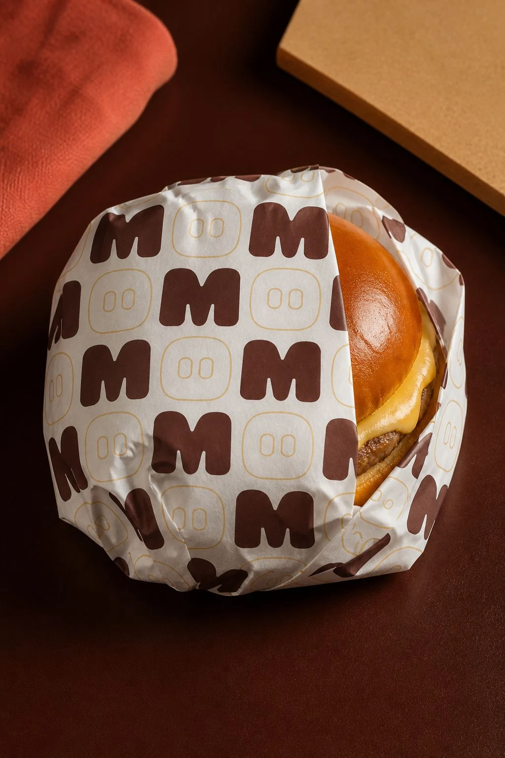 Burger na embalagem da Mayô